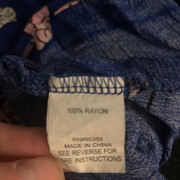 Blue & Flowered Maxi Dress- Small - Picture 7 of 7